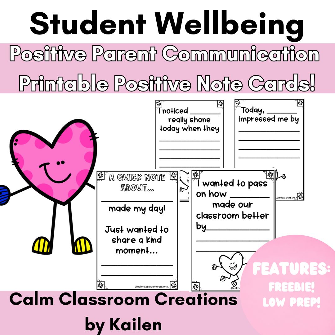 Student Wellbeing | Positive Parent Communication | Print and Go Cards!