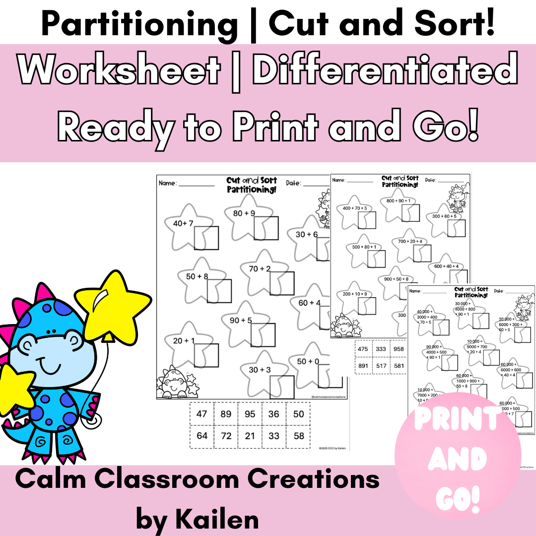 Partitioning | Cut and Sort | Differentiated | Australian Curriculum Aligned