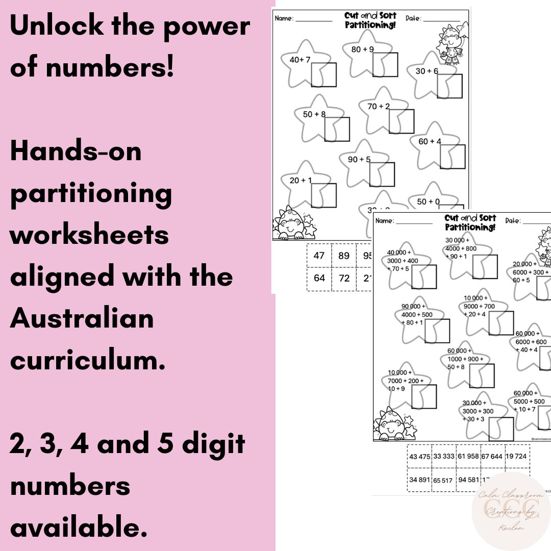 Partitioning | Cut and Sort | Differentiated | Australian Curriculum Aligned