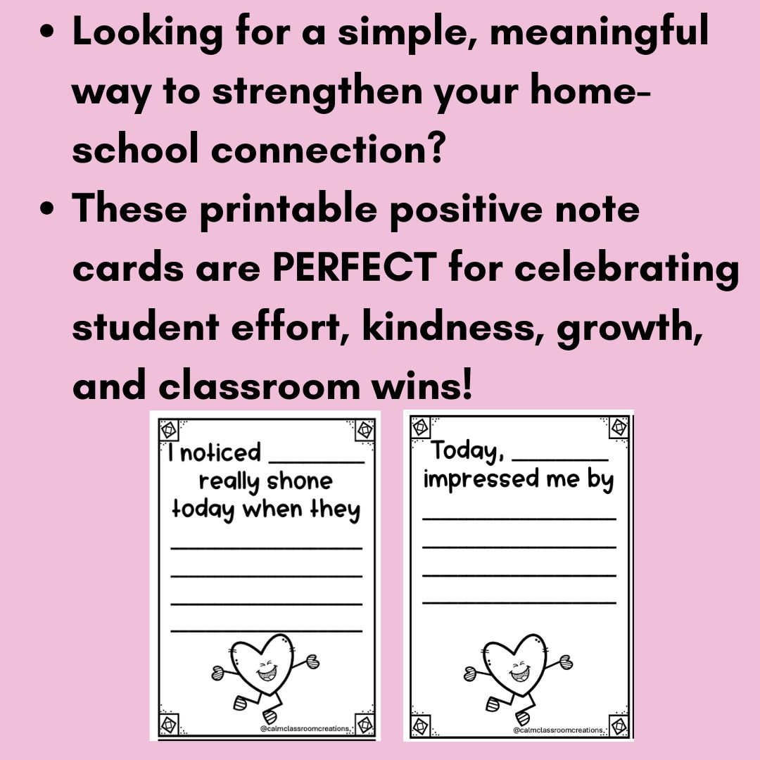 Student Wellbeing | Positive Parent Communication | Print and Go Cards!