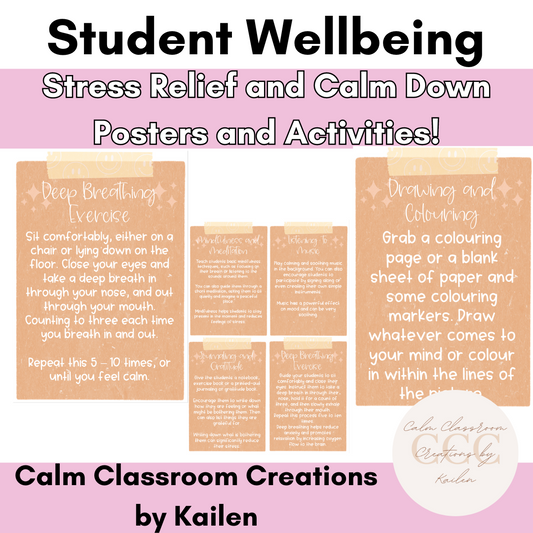 Student Wellbeing | Stress Relief Posters and Activities