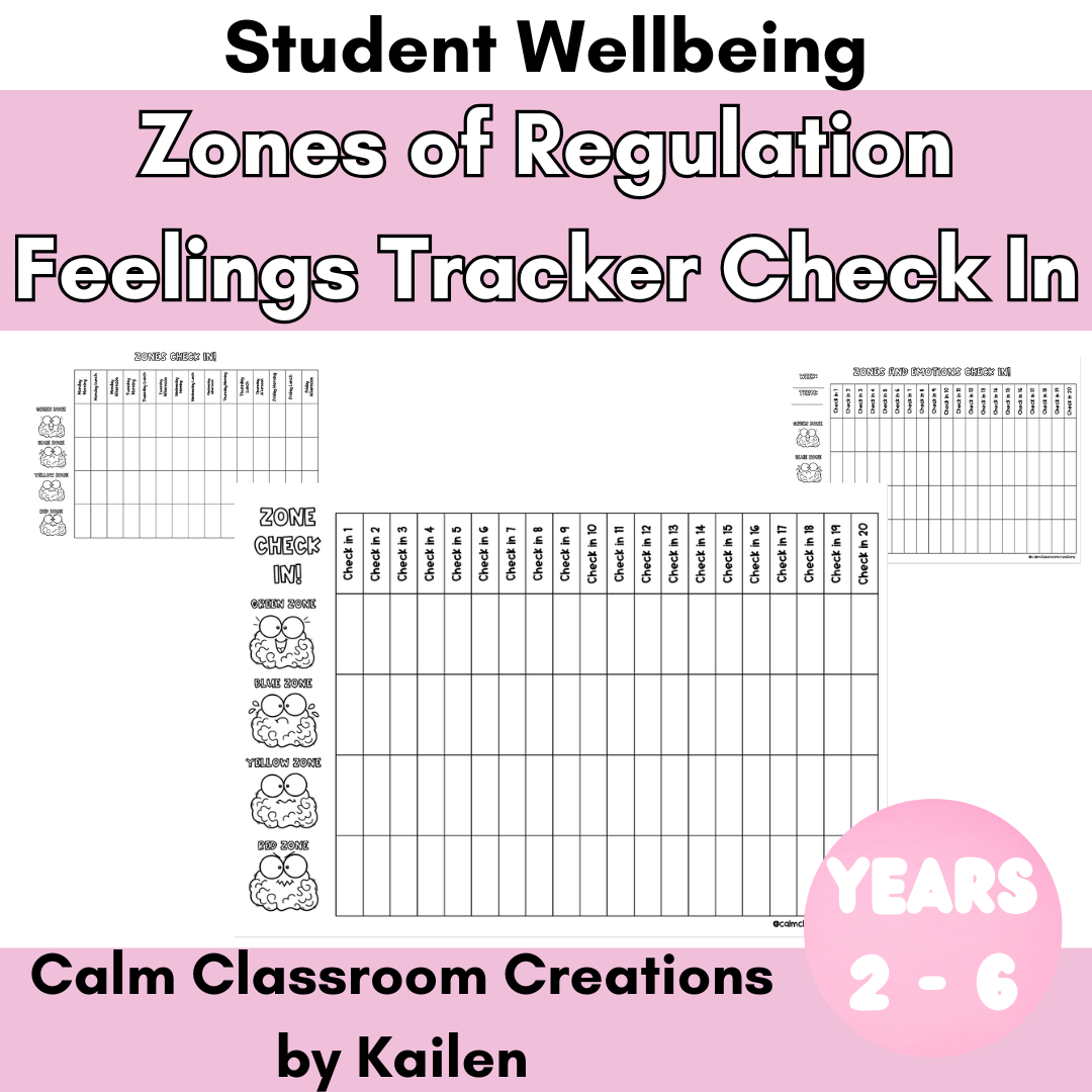 Student Wellbeing | Zones of Regulation Feelings Tracker Check-In