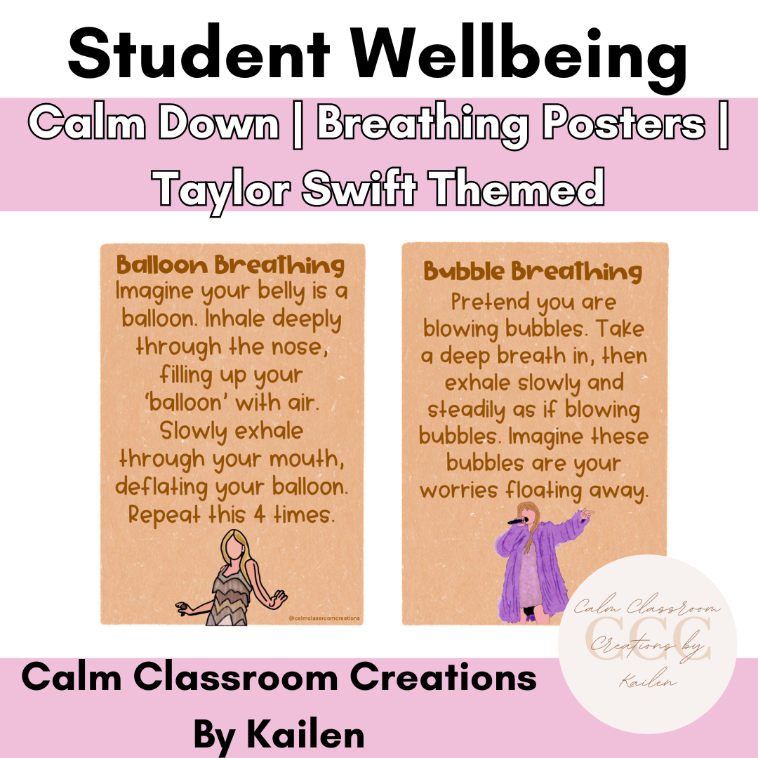 Student Wellbeing | Calm Down Breathing Posters | Taylor Swift Themed