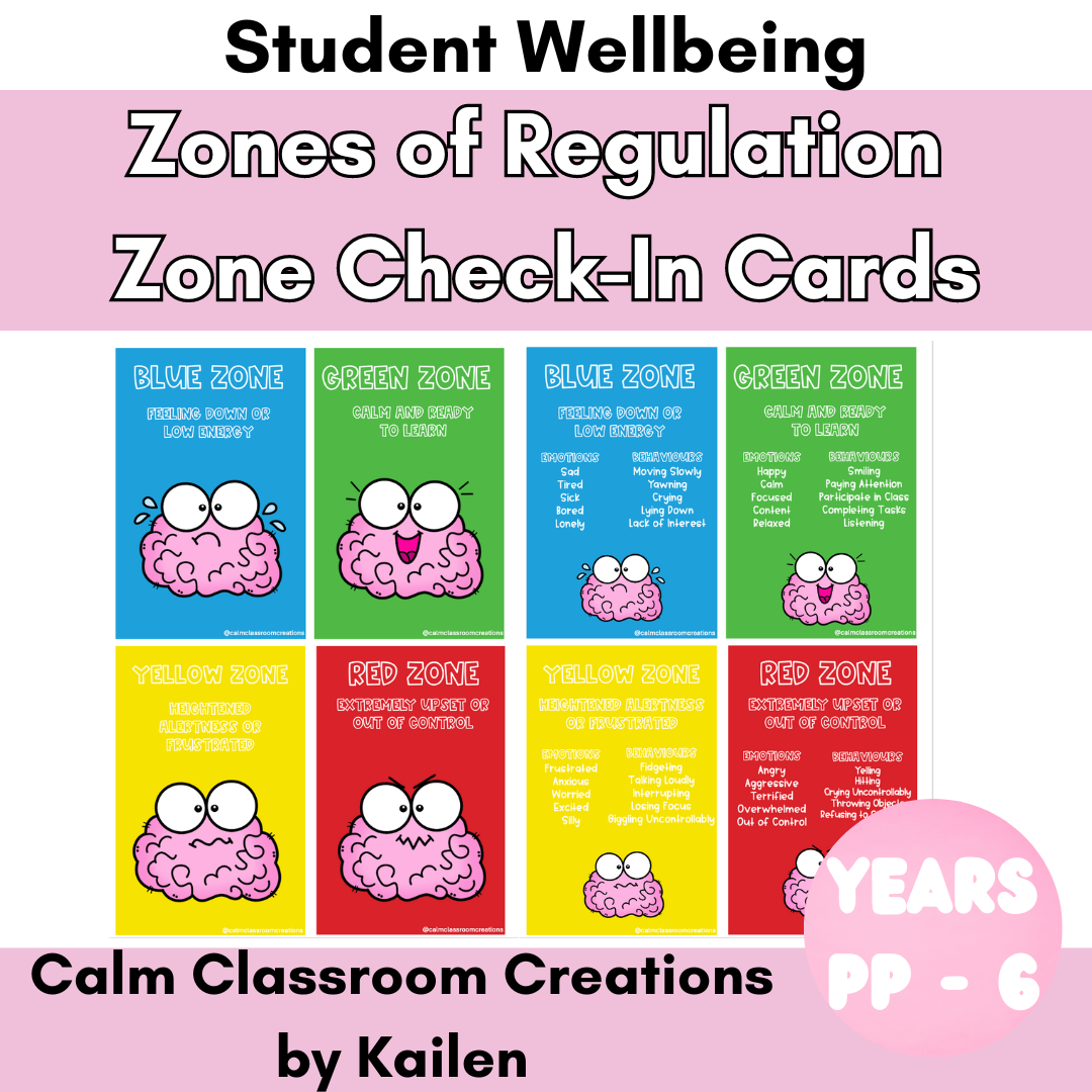 Student Wellbeing | Zones of Regulation | Zone Check-In Cards