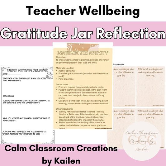 Teacher Wellbeing | Gratitude Jar Reflection Printouts