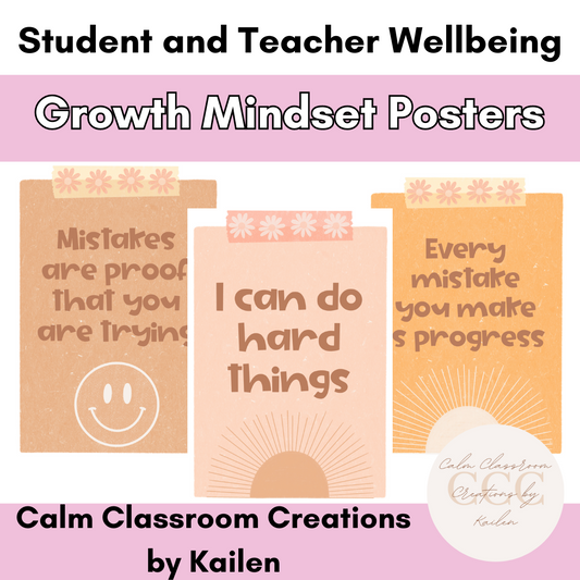 Student and Teacher Wellbeing | Growth Mindset Posters | Groovy Retro Themed