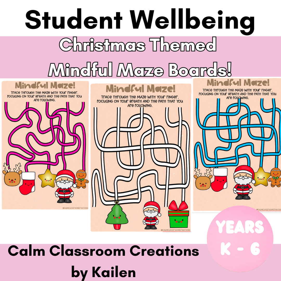 Mindful Maze Boards | Student Wellbeing | Christmas Themed | Zones and Emotions