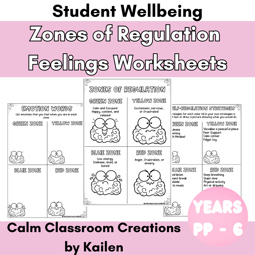 Student Wellbeing | Zones of Regulation | Feelings Worksheets