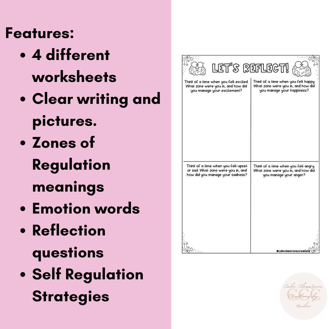 Student Wellbeing | Zones of Regulation | Feelings Worksheets