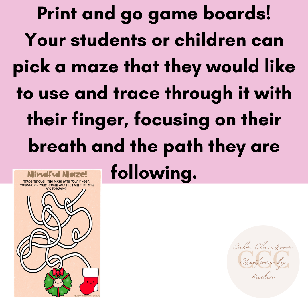 Mindful Maze Boards | Student Wellbeing | Christmas Themed | Zones and Emotions