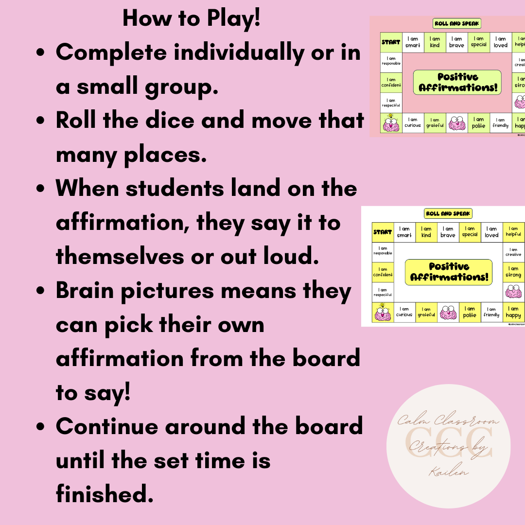 Student Wellbeing | Positive Affirmation Board Game! | Pastel Coloured Themed