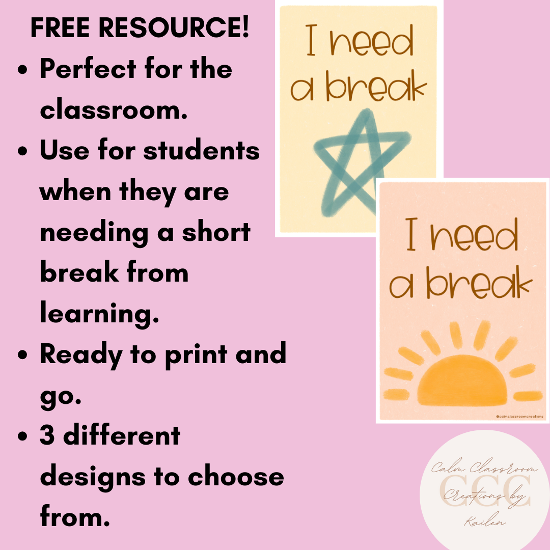 Student Wellbeing | FREE | I Need a Break Cards