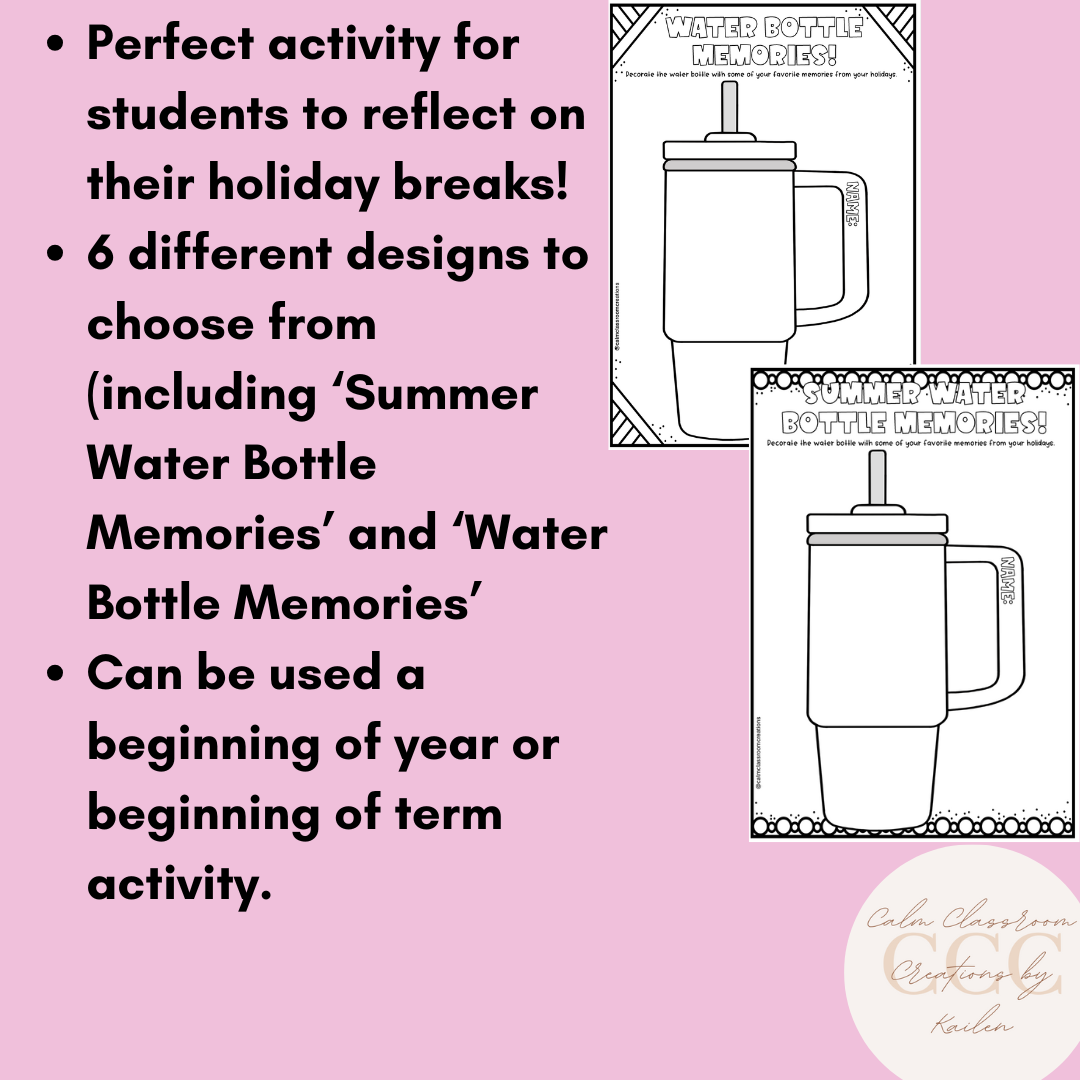 Student Wellbeing | Water Bottle Memories | Printable Worksheets