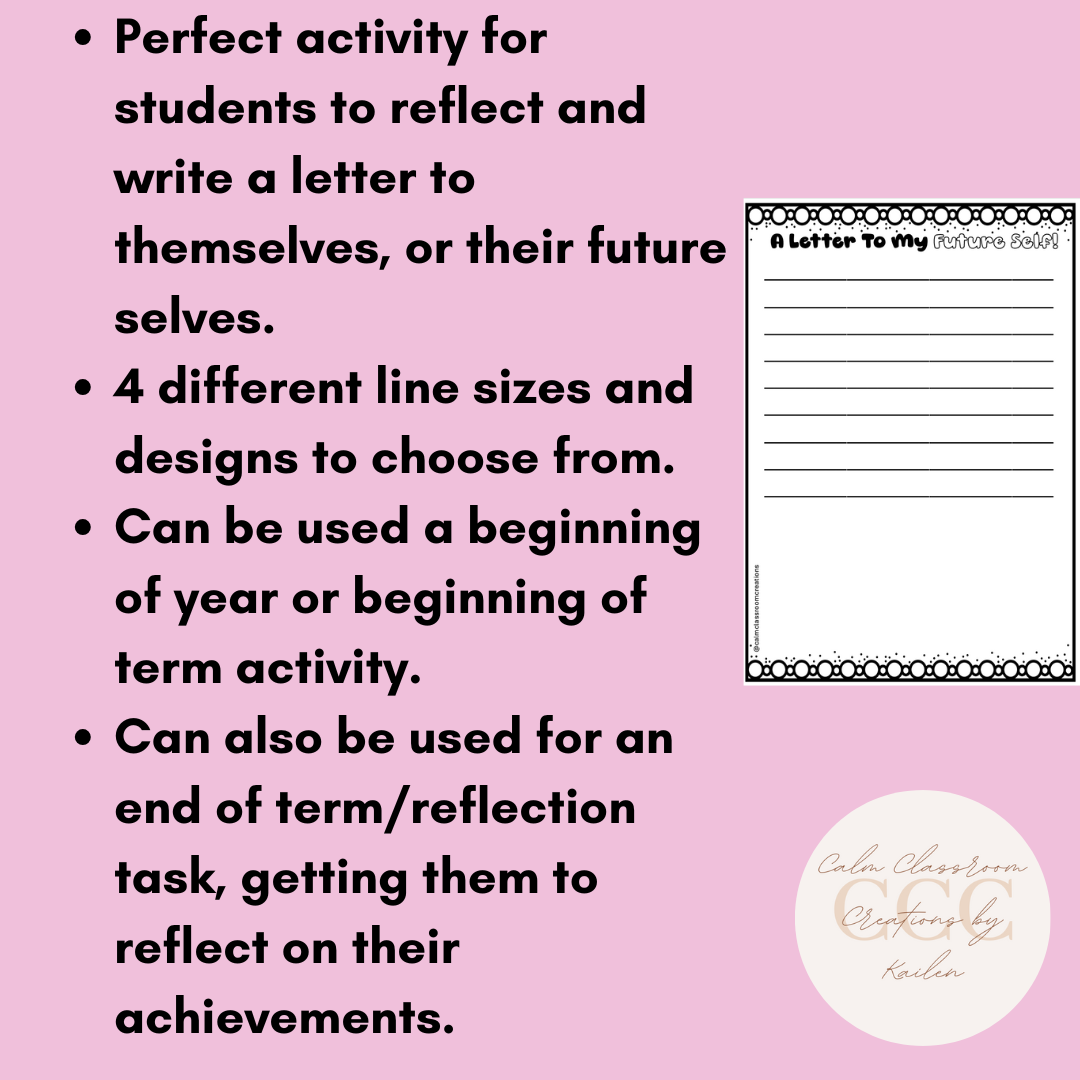 Student Wellbeing | A Letter to Myself | A Letter to My Future Self | Printable