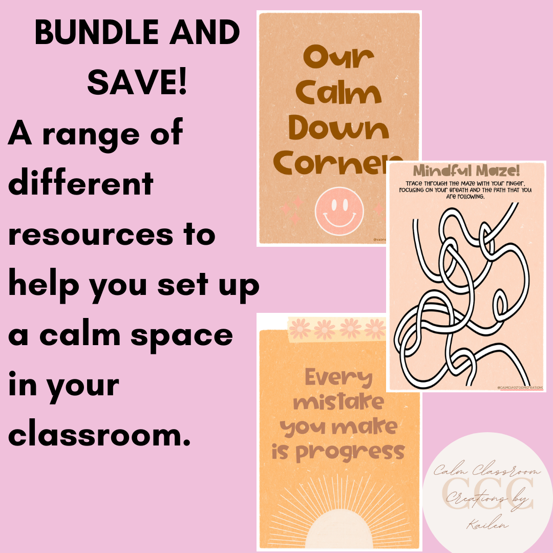 Student Wellbeing | Calm Down Corner | BUNDLE AND SAVE! | Groovy Boho Themed