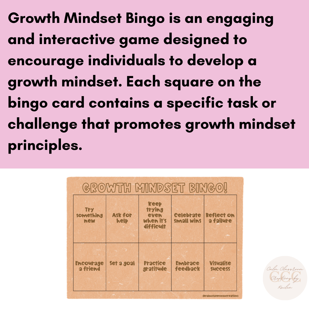 Student Wellbeing | Growth Mindset Bingo | EDITABLE and print and go