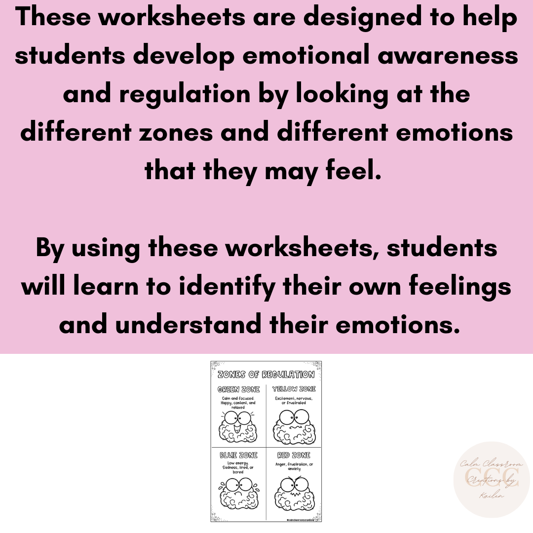 Student Wellbeing | Zones of Regulation | Feelings Worksheets