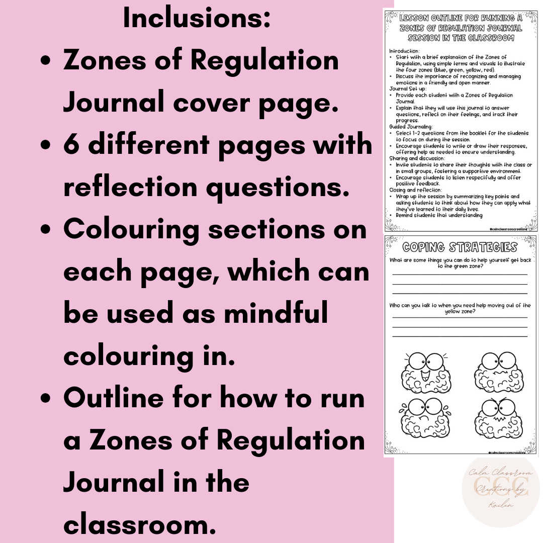 Student Wellbeing | Zones of Regulation Journal and Lesson Outline