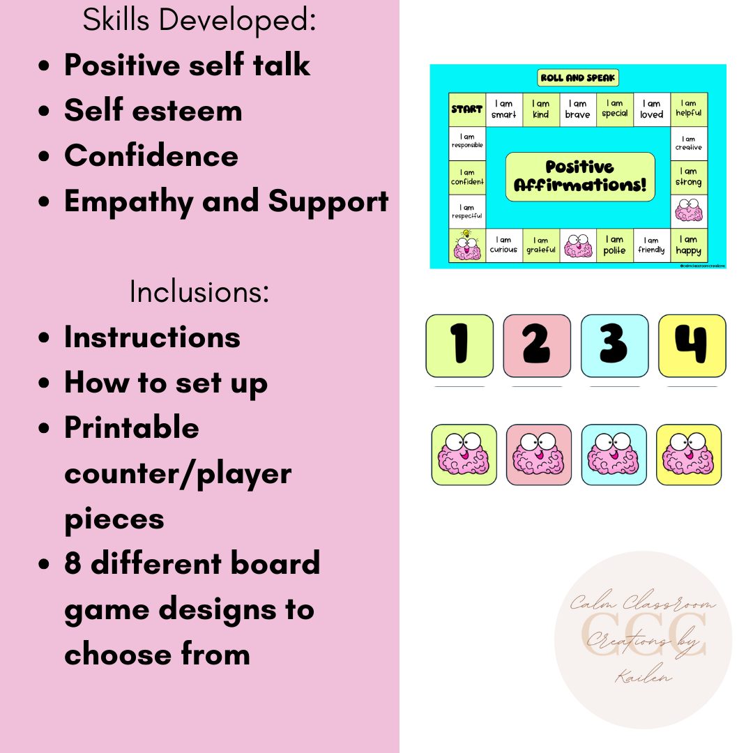 Student Wellbeing | Positive Affirmation Board Game! | Pastel Coloured Themed