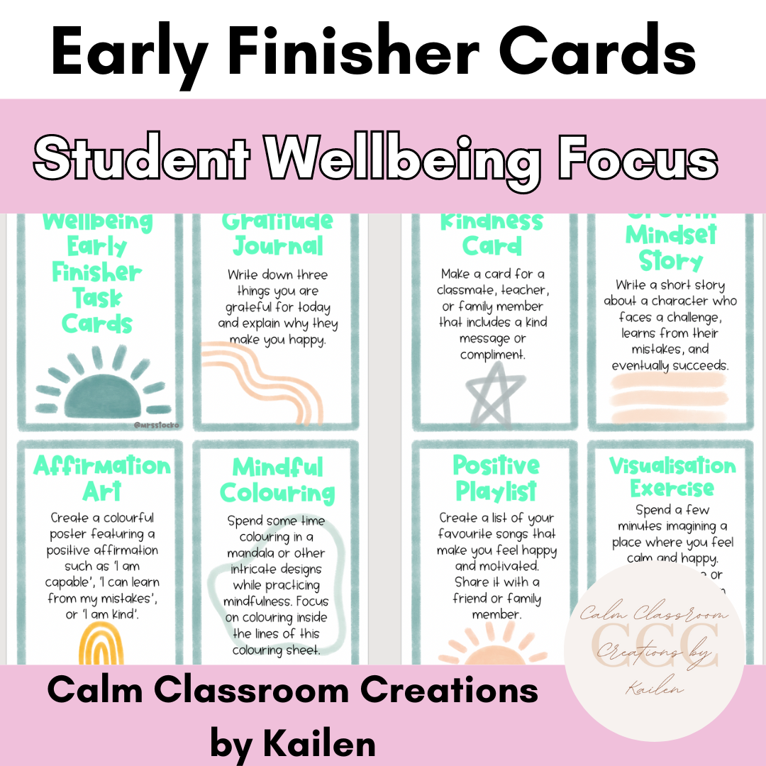 Student Wellbeing | Wellbeing Focused Early Finisher Task Cards