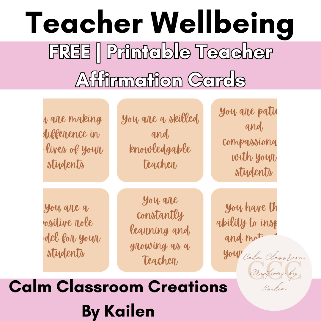 Teacher Wellbeing | FREE | Printable Affirmation Cards for Teachers